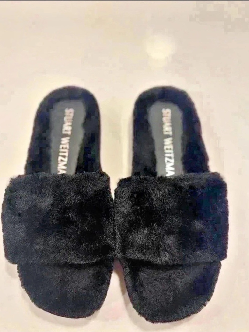 Stuart Weitzman Elodie Chill Faux Fur Slides